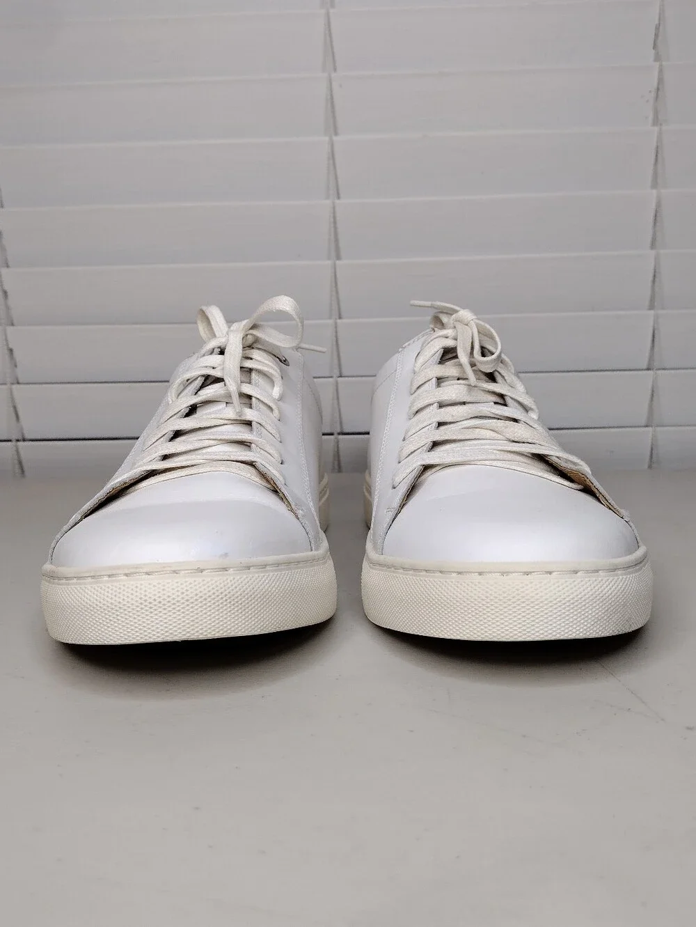 Suitsupply White Leather Low-Top Lace-Up Sneakers Sz 11